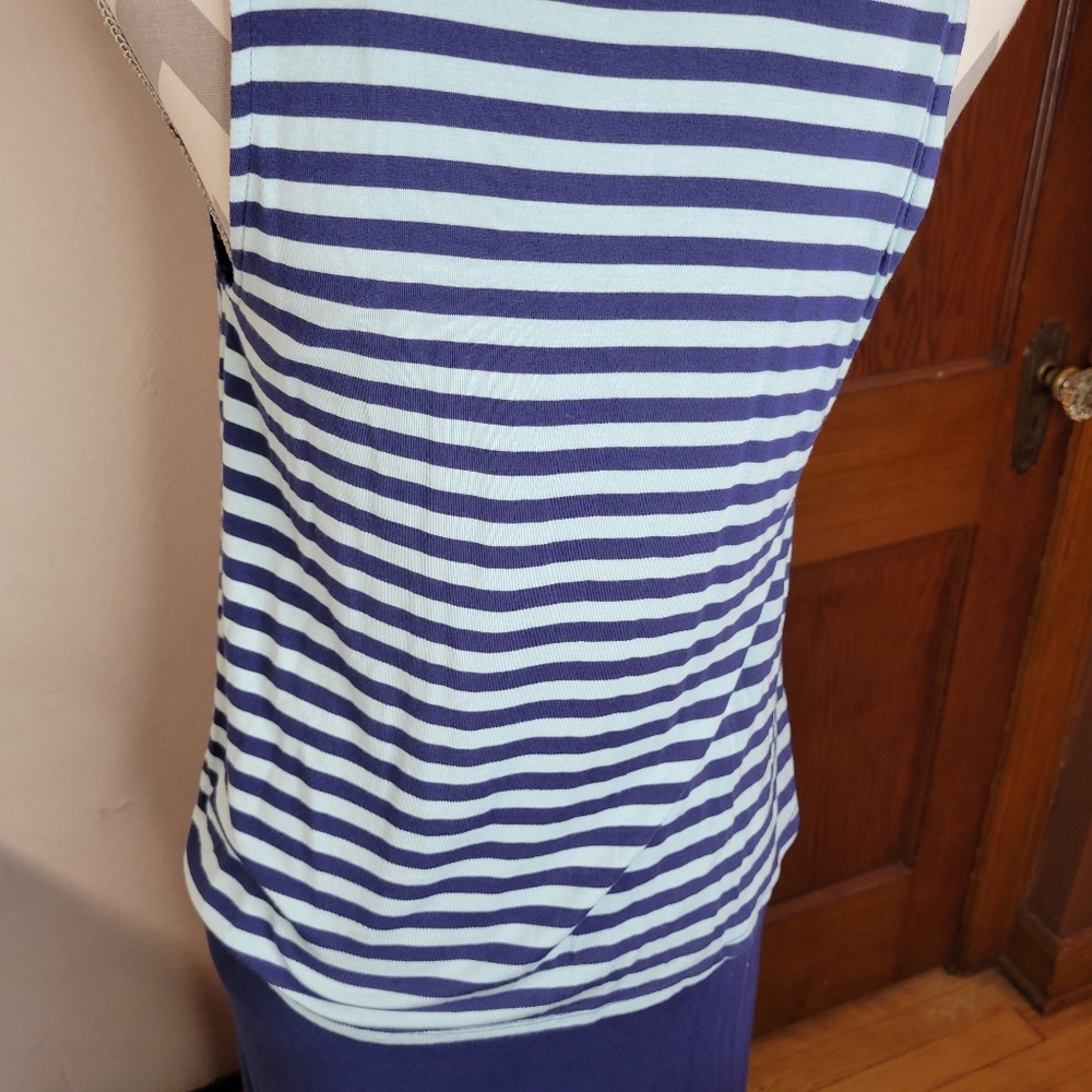 Womans Gap Knit Maxi Dress Loose Striped top attached Navy Dress Size XS - Picture 3 of 12